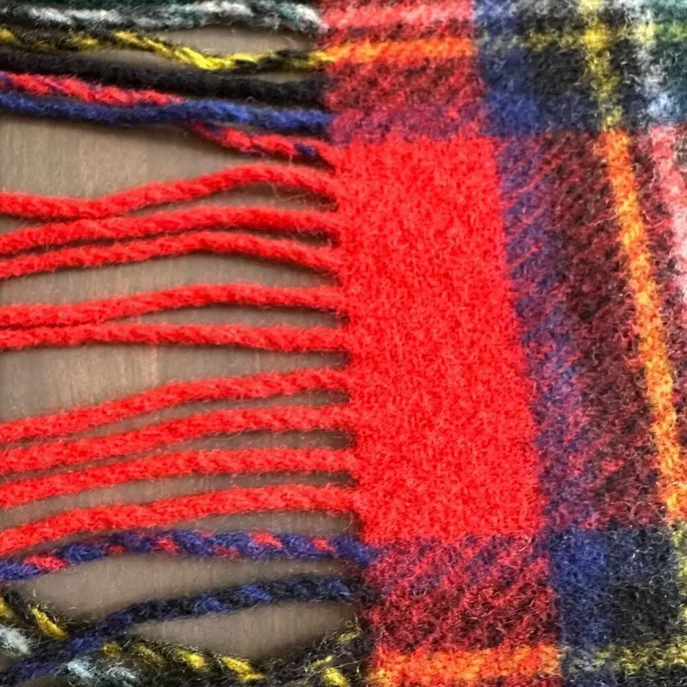 Connemara Foxford Ireland 100% Pure Wool Rug Blanket Red Royal Stewart Plaid Fri